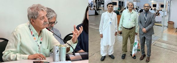 Left photo: Naveed Qamar, MP, Chair, Finance & Revenue Committee, Pakistan, Board member, AQA. Right photo, L-R: Dr. Abid Qaiyum Suleri, President SDPI, Hon. Naveed Qamar, MP, Chair, Finance & Revenue.
